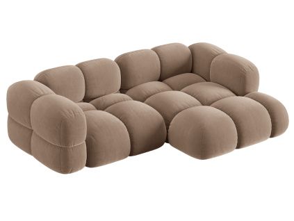 Tmavě béžová sametová rohová pohovka Cosmopolitan Design Loretto 250 cm, pravá