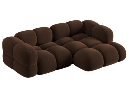 Hnědá sametová rohová pohovka Cosmopolitan Design Loretto 250 cm, pravá