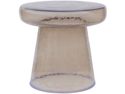 Hnědý skleněný odkládací stolek Loma ø 40 cm