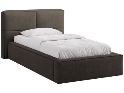 Tmavě hnědá bouclé jednolůžková postel MICADONI Darren 90 x 200 cm s úložným prostorem