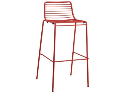 Cihlově červená kovová barová židle Summer 75 cm