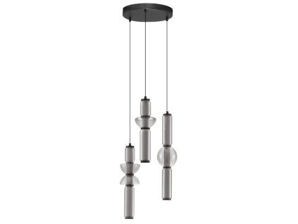 Kouřově šedé skleněné závěsné LED světlo Nova Luce Ulon 38 cm