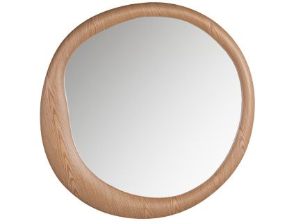 Dubové závěsné zrcadlo Glivon ø 100 cm