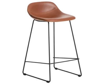 Koňakově hnědá koženková barová židle Kave Home Zahara 65 cm II.