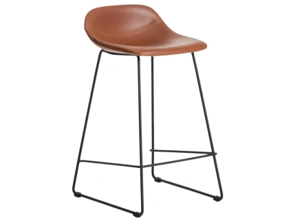 Koňakově hnědá koženková barová židle Kave Home Zahara 76 cm II.