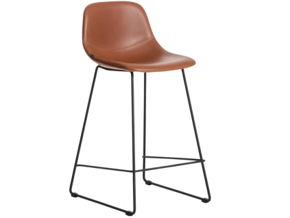 Koňakově hnědá koženková barová židle Kave Home Zahara 65 cm III.