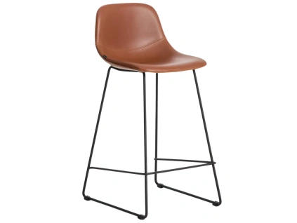 Koňakově hnědá koženková barová židle Kave Home Zahara 76 cm III.