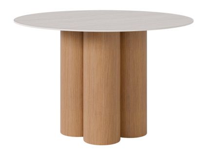 Bílý porcelánový jídelní stůl Somcasa Tracy 120 cm s dubovou podnoží