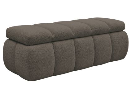 Hnědá bouclé lavice Denali 144 cm s úložným prostorem