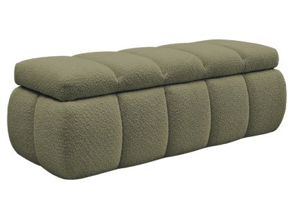 Zelená bouclé lavice Denali 144 cm s úložným prostorem