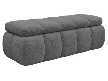 Tmavě šedá bouclé lavice Denali 144 cm s úložným prostorem