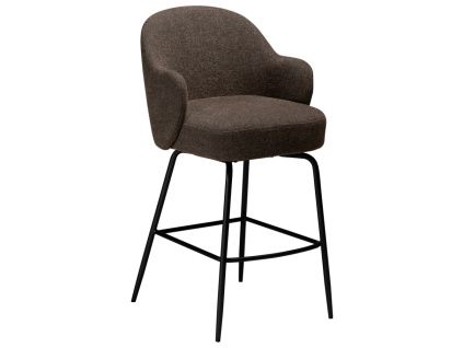 Tmavě hnědá bouclé otočná barová židle Bae 70 cm
