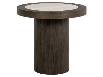 Hnědý odkládací stolek Richmond Nando Ø60 cm s keramickou deskou