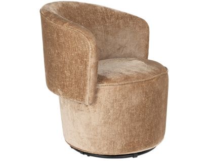 Hnědé čalouněné otočné lounge křeslo Fold