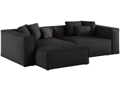 Černá čalouněná rohová pohovka Cosmopolitan Design Aveiro 254 cm, levá