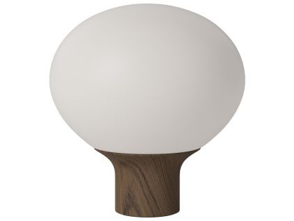 Opálově bílá skleněná stolní lampa Acorn 32 cm s tmavou dubovou podstavou