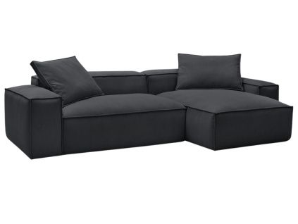 Černá manšestrová rohová pohovka Boheme 302 cm, levá/pravá