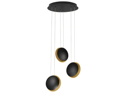 Černo-zlaté kovové závěsné LED světlo Nova Luce Shell 48 cm