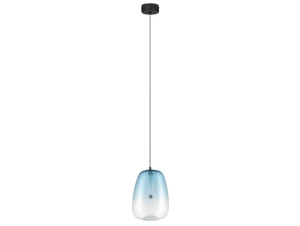 Modré skleněné závěsné LED světlo Nova Luce Oblo 16 cm