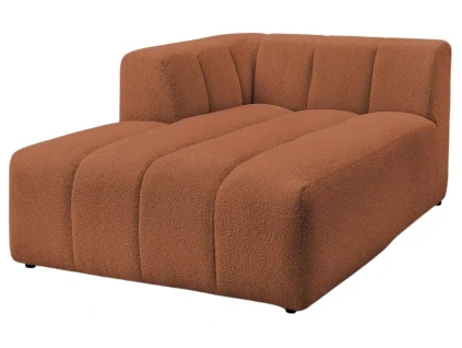 Terakotově oranžová bouclé lenoška Annecy 170 cm, levá