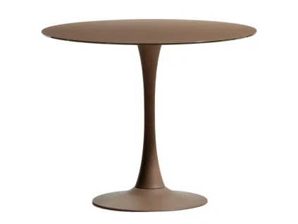 Hnědý skleněný jídelní stůl Kave Home Vedira Ø90 cm