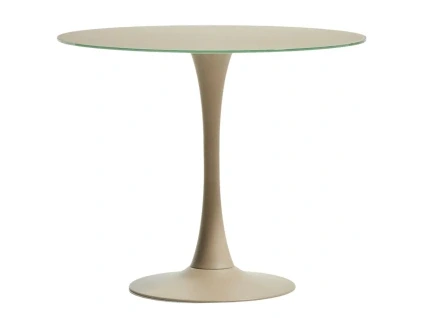 Béžový skleněný jídelní stůl Kave Home Vedira Ø90 cm