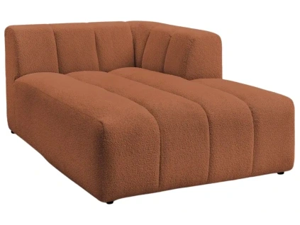 Terakotově oranžová bouclé lenoška Annecy 170 cm, pravá