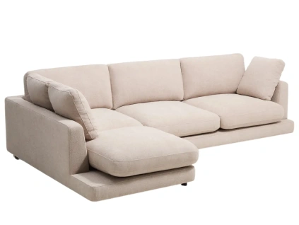 Béžová rohová bouclé pohovka Kave Home Gala 300 cm, levá