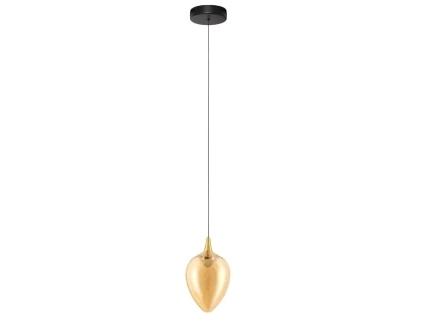 Zlaté skleněné závěsné LED světlo Nova Luce Nali 14 cm