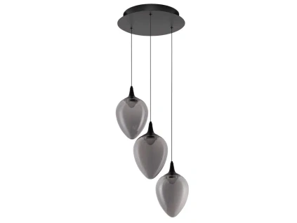 Kouřově šedé skleněné závěsné LED světlo Nova Luce Nali 35 cm