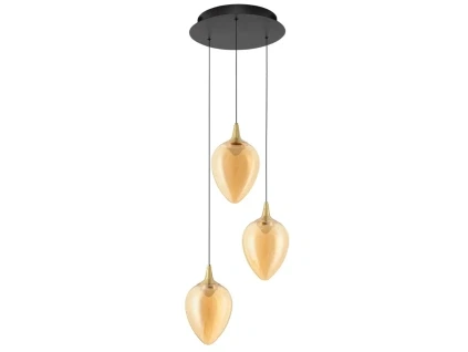 Zlaté skleněné závěsné LED světlo Nova Luce Nali 35 cm