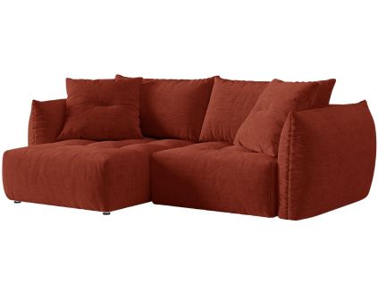 Cihlově červená čalouněná rozkládací pohovka MICADONI Bloom 250 cm, levá