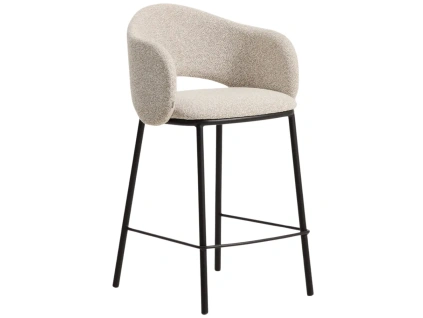 Béžová čalouněná barová židle Kave Home Maina 65 cm s černou podnoží