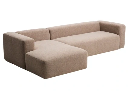 Hnědá rohová pohovka Kave Home Blok 330 cm, levá