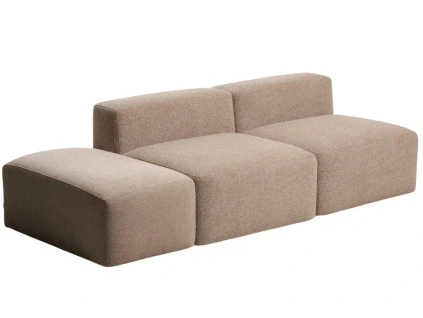 Hnědá trojmístná pohovka Kave Home Blok 240 cm s pufem