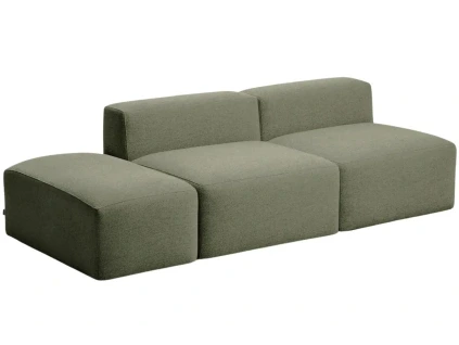 Zelená trojmístná pohovka Kave Home Blok 240 cm s pufem