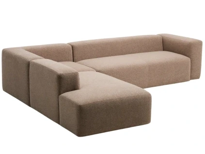 Hnědá rohová pohovka Kave Home Blok 320 cm, levá