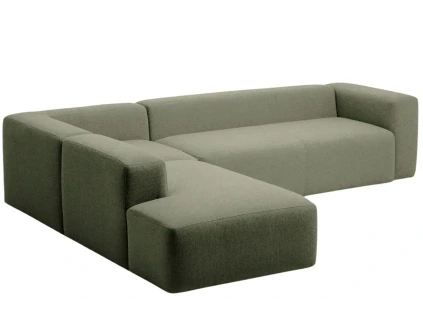 Zelená rohová pohovka Kave Home Blok 320 cm, levá