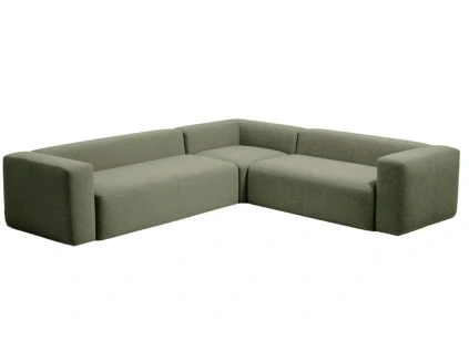 Zelená rohová pohovka Kave Home Blok 320 x 290 cm, levá/pravá