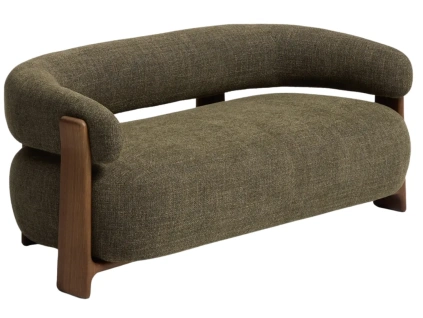 Zelená ořechová dvoumístná pohovka Kave Home Granite 155 cm