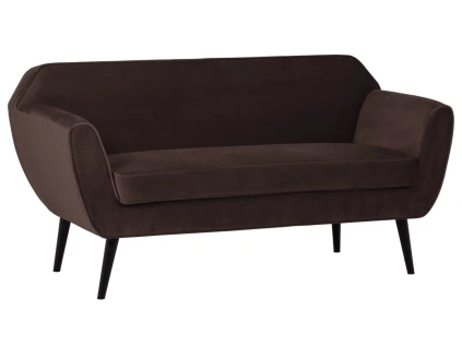 Tmavě hnědá sametová dvoumístná pohovka Rocco 150 cm