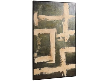 Béžovo-zelený abstraktní obraz Kave Home Emeri 200 x 120 cm