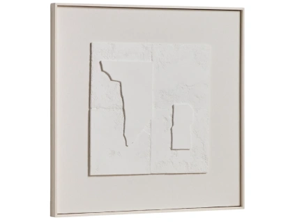 Bílý abstraktní obraz Kave Home Gadir 80 x 80 cm