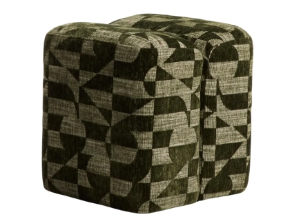 Zelený vzorovaný puf Kave Home Nedilo 45 x 45 cm