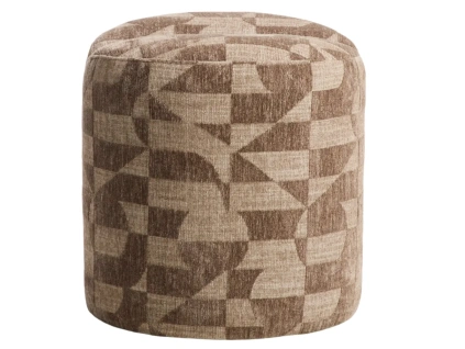 Hnědý  vzorovaný puf Kave Home Nedilo Ø45 cm