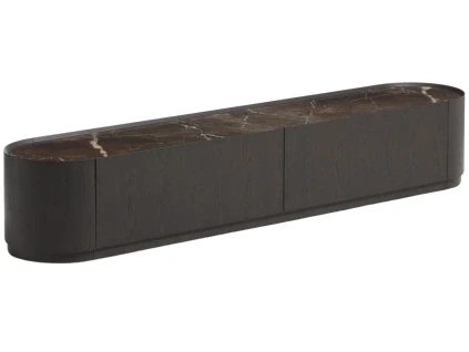 Hnědý dubový TV stolek Kave Home Nemore 200 x 40 cm