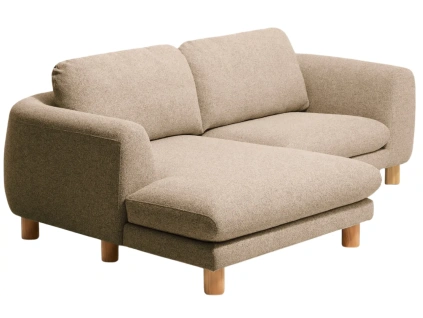 Hnědá čalouněná rohová pohovka Kave Home Vera 232 cm s dubovou podnoží, levá