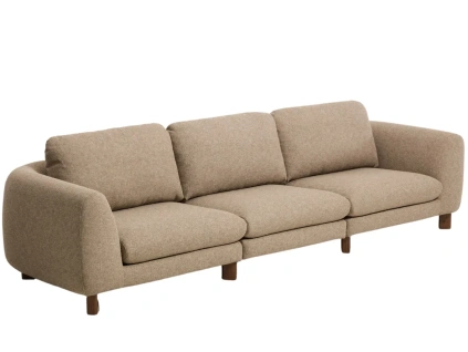 Hnědá třímístná pohovka Kave Home Vera 320 cm s ořechovou podnoží