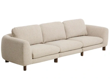 Béžová třímístná pohovka Kave Home Vera 320 cm s ořechovou podnoží