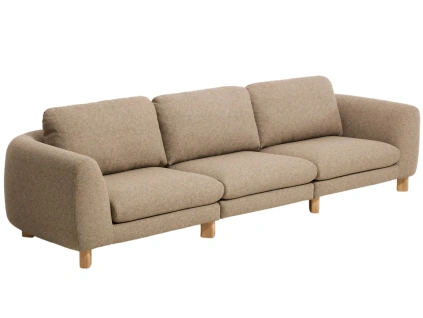 Hnědá třímístná pohovka Kave Home Vera 320 cm s dubovou podnoží